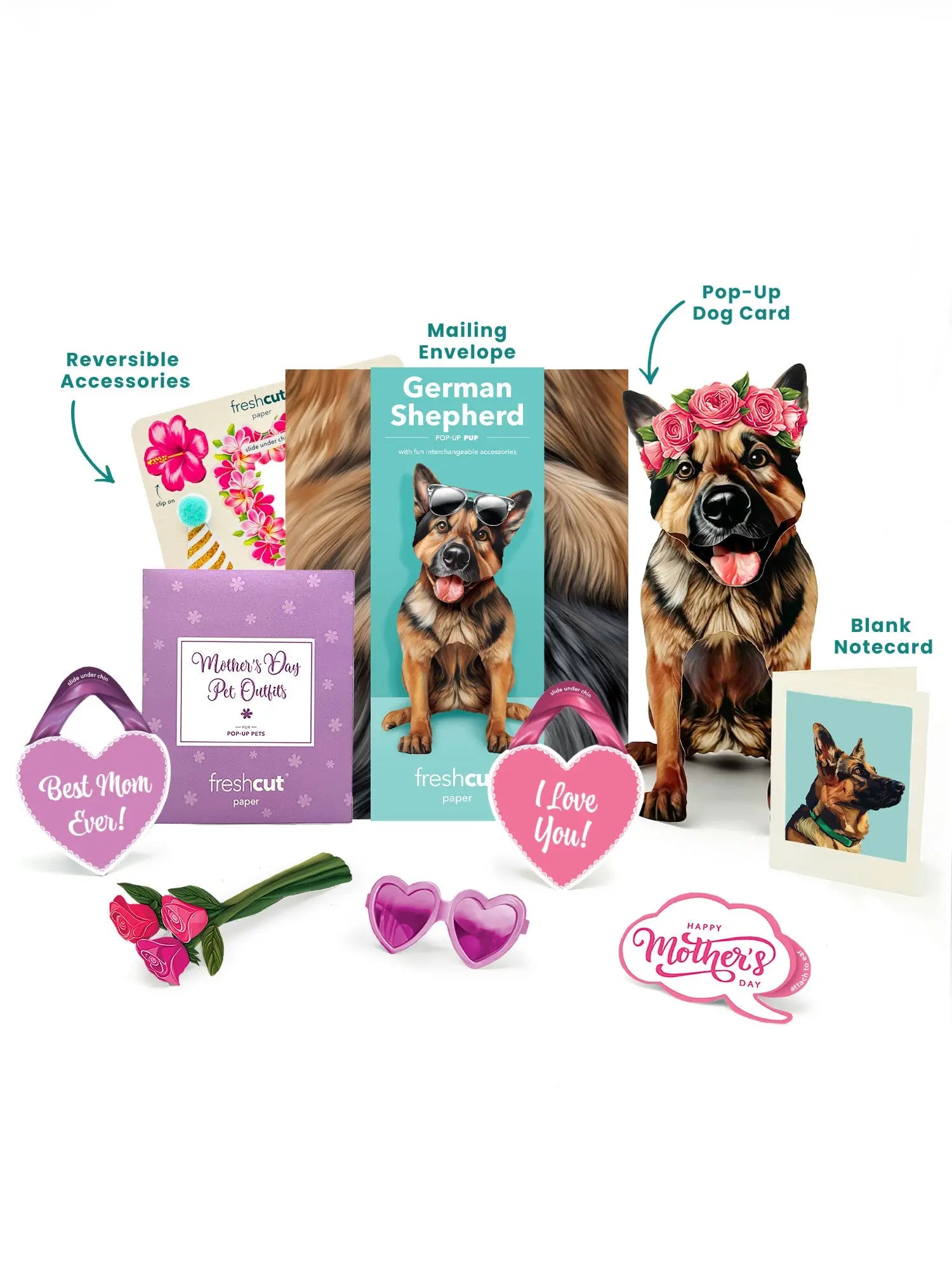 Mother's Day German Shepherd Pop-Up Card - FreshCut Paper
