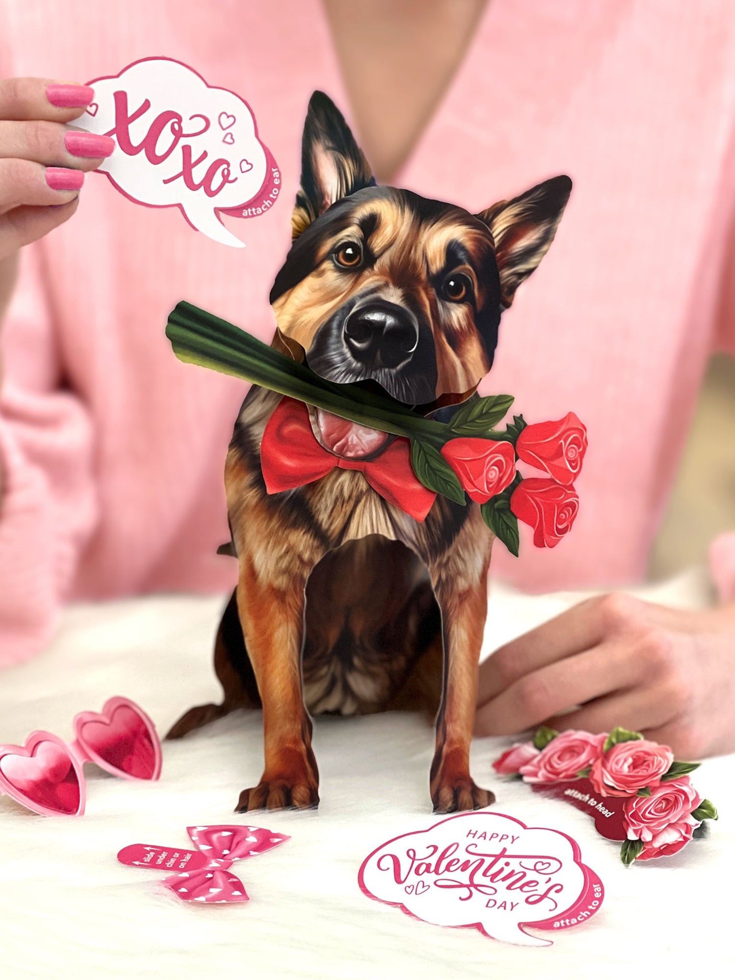 Valentine's Day German Shepherd Pop-Up Card