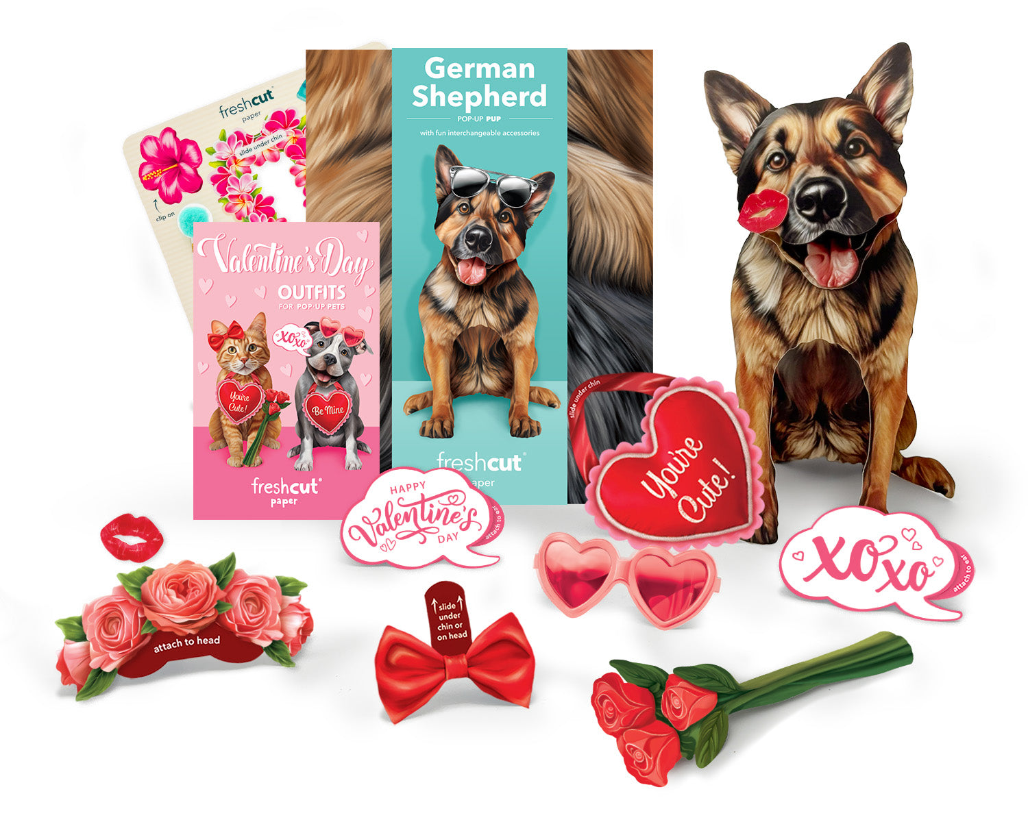 Valentine's Day German Shepherd Pop-Up Card