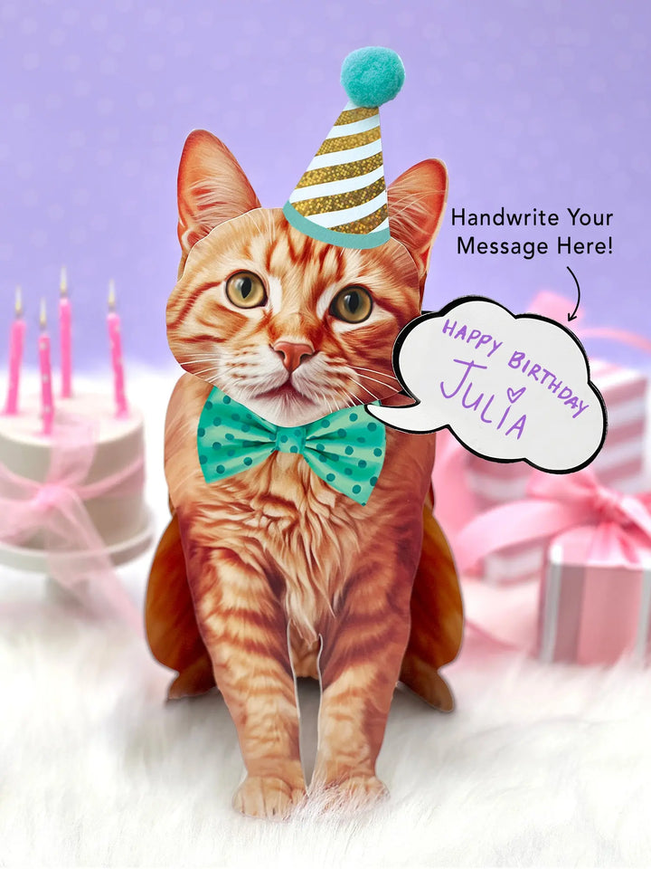 Orange Tabby Cat Pop-Up Birthday Card