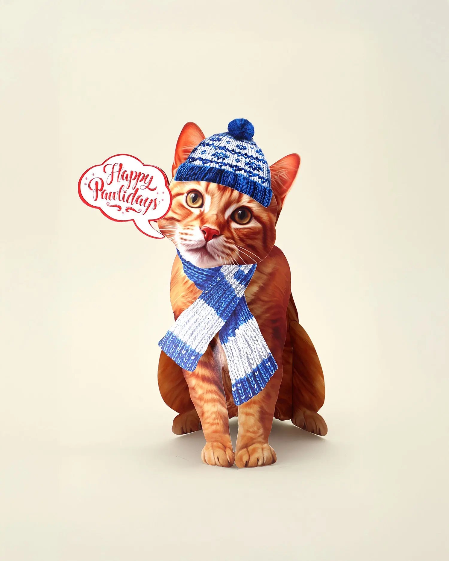 Holiday Orange Tabby Cat Pop-Up Card FreshCut Paper
