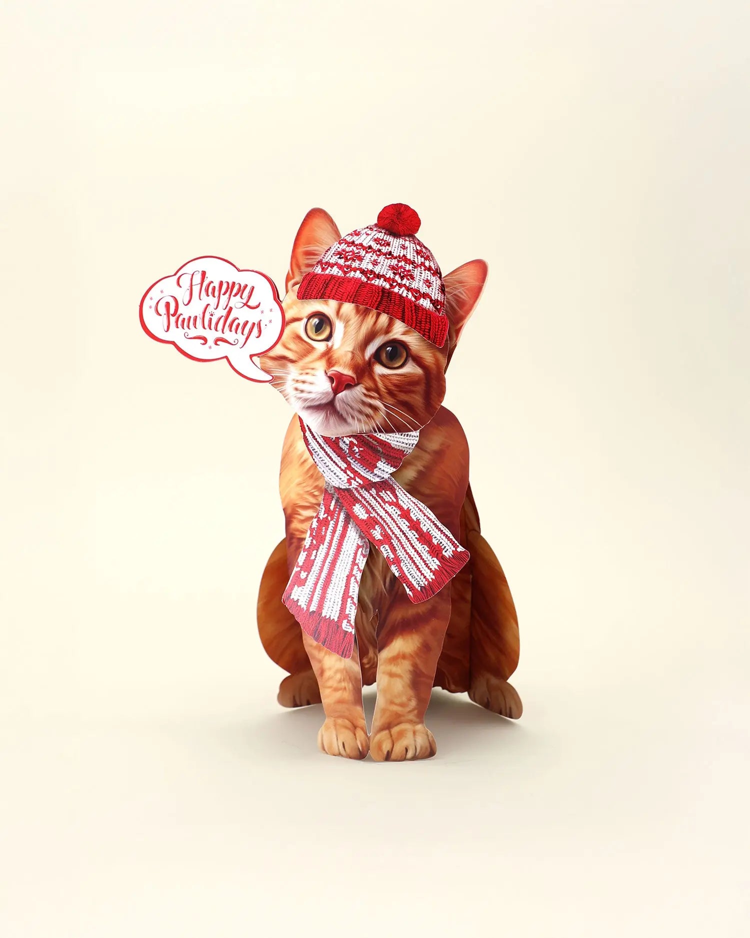 Holiday Orange Tabby Cat Pop-Up Card FreshCut Paper