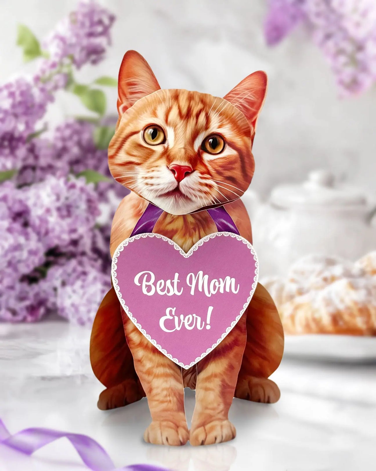 Mother's Day Orange Tabby Cat Pop-Up Card FreshCut Paper 3D Gift