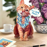 Freshcut paper Orange Tabby Cat pop-up card on desk