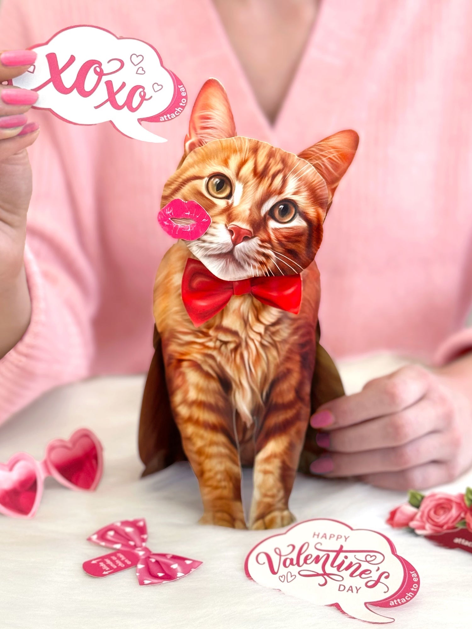 Valentine's Day Orange Tabby Cat Pop-Up Card
