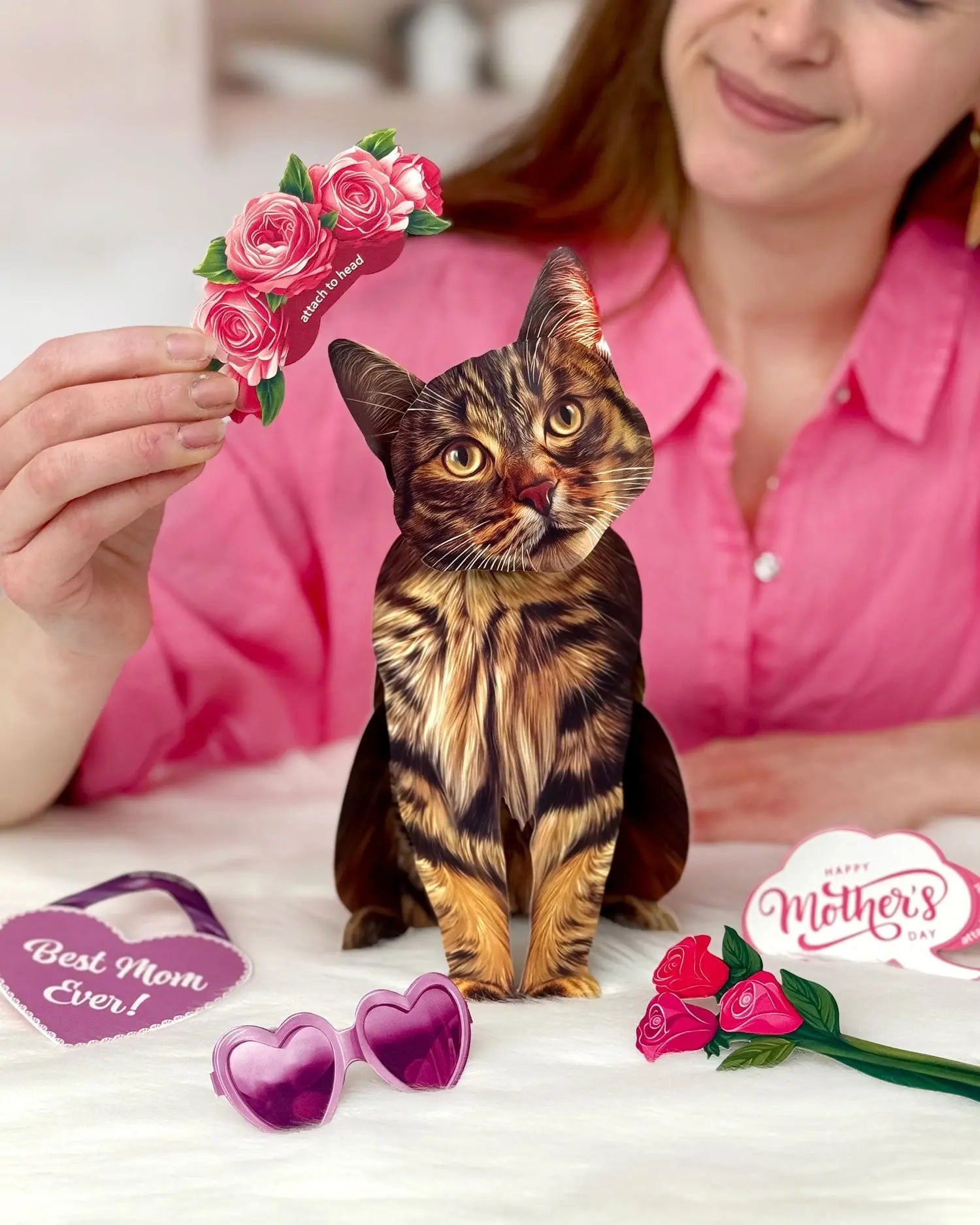 Mother's Day Brown Tabby Cat Pop-Up Card - FreshCut Paper