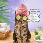 Brown Tabby Pop-Up Cat with spa accessories