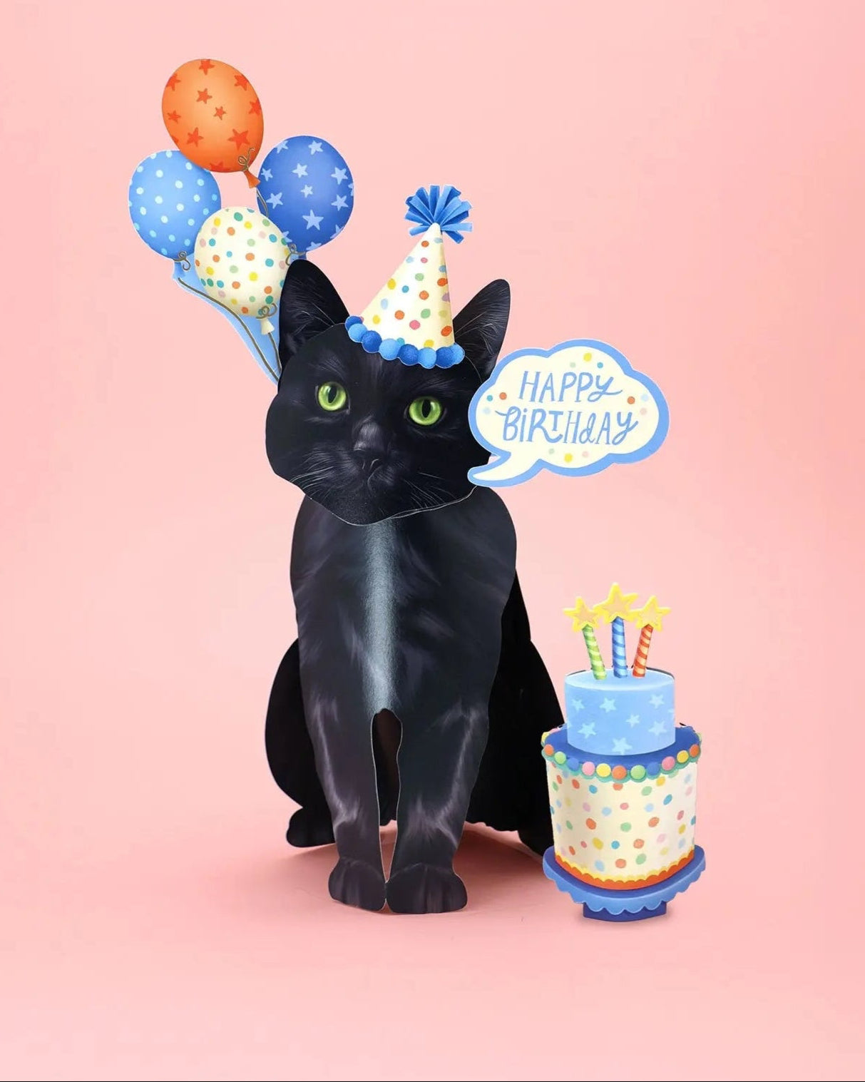 Birthday Black Cat Pop-Up Card FreshCut Paper