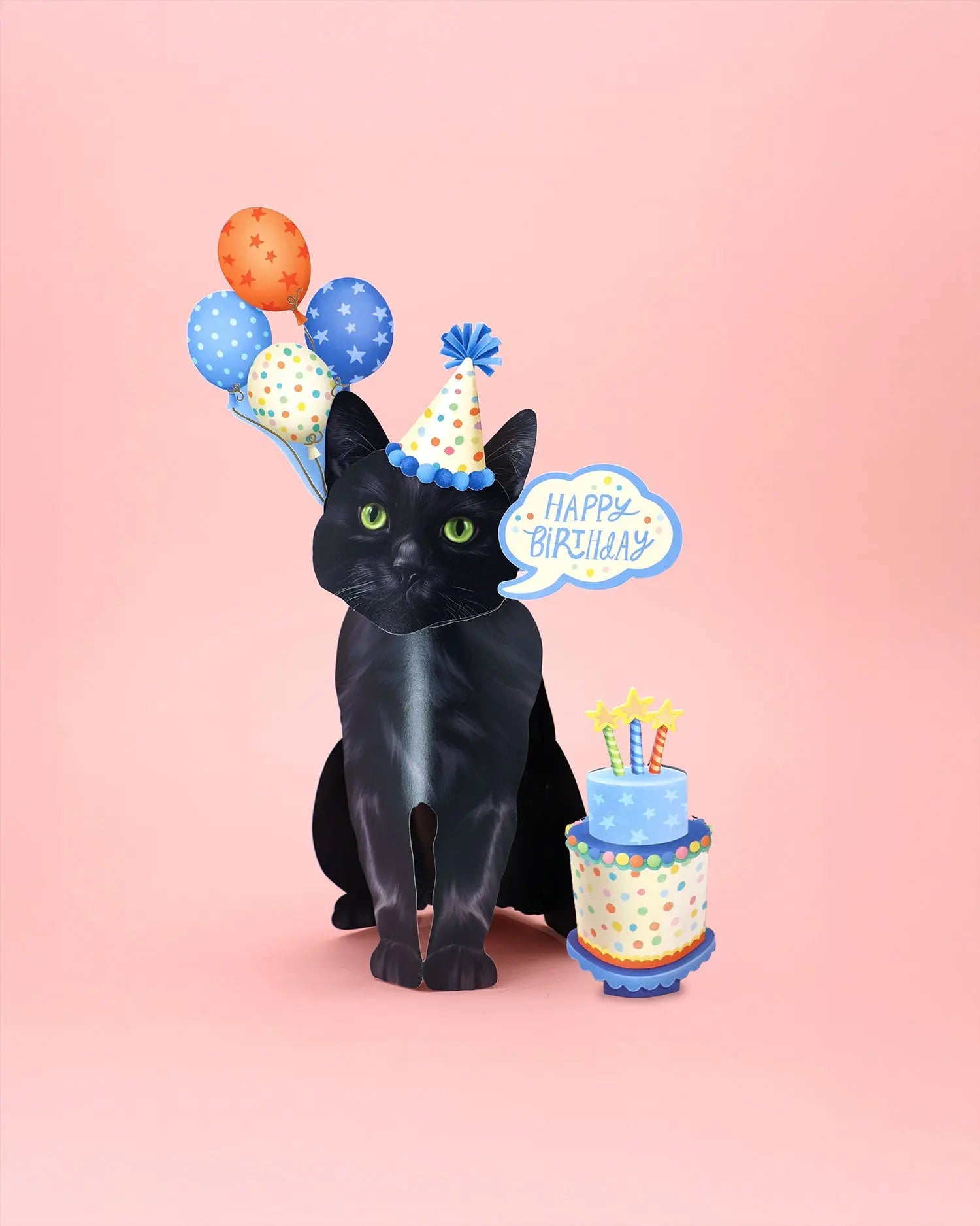 Birthday Black Cat Pop-Up Card FreshCut Paper