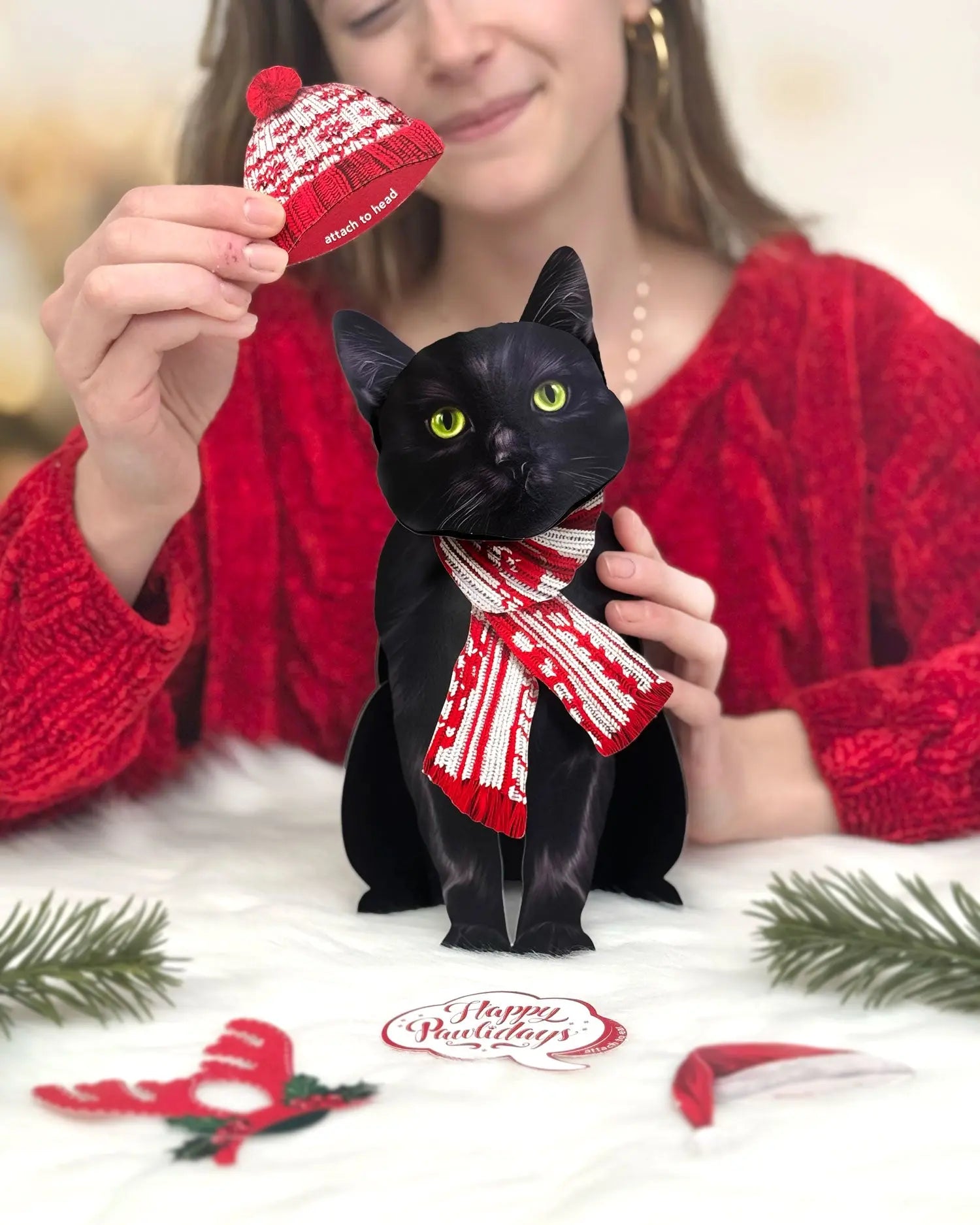 Holiday Black Cat Pop-Up Card FreshCut Paper