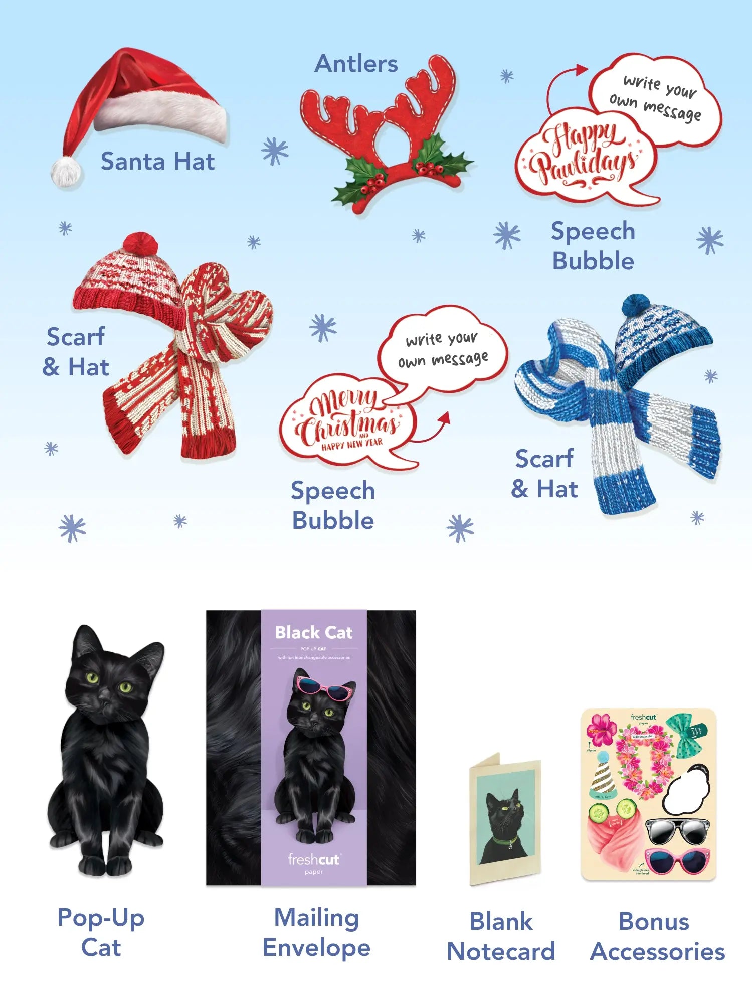 Holiday Black Cat Pop-Up Card FreshCut Paper