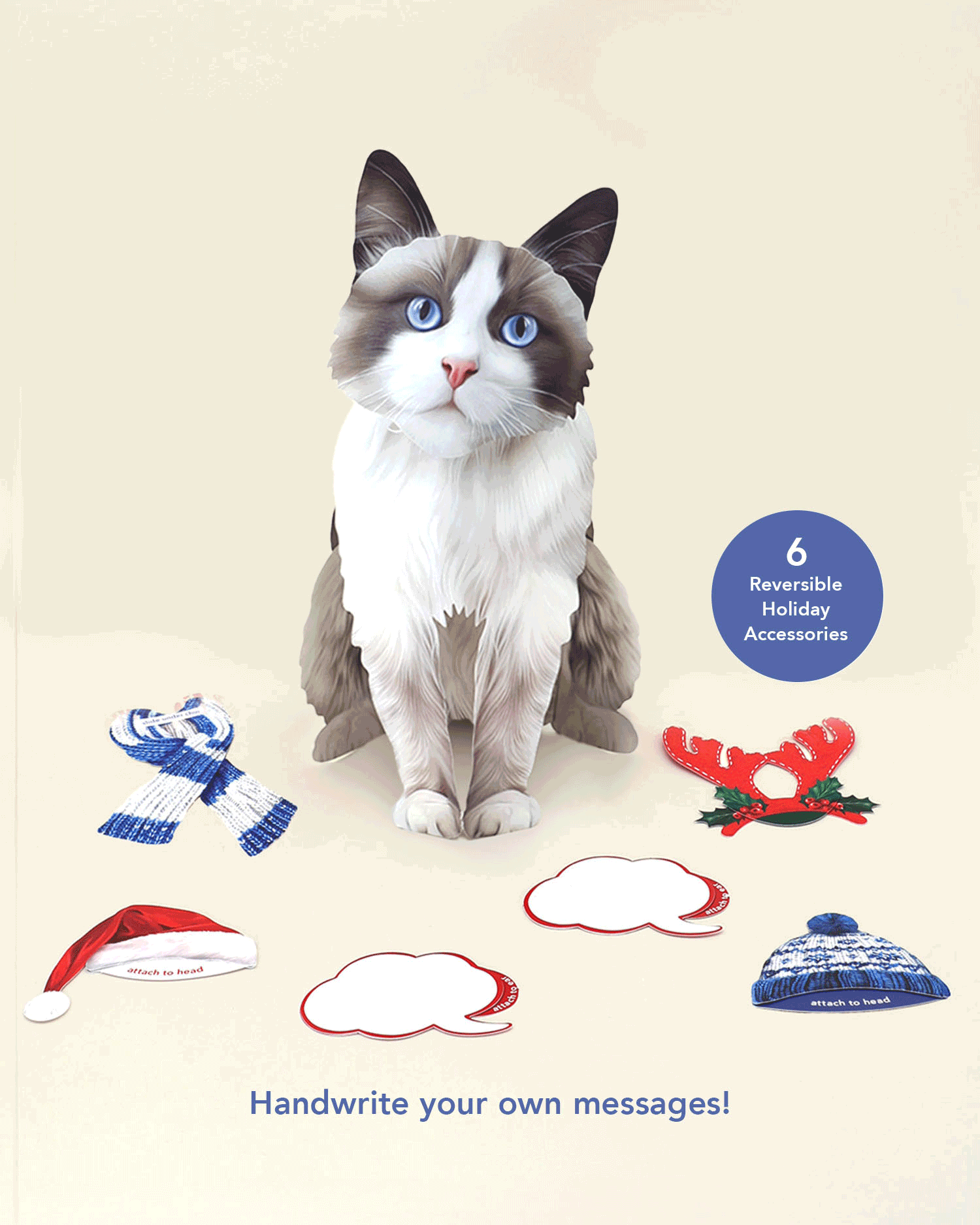Holiday Ragdoll Cat Pop-Up Card FreshCut Paper