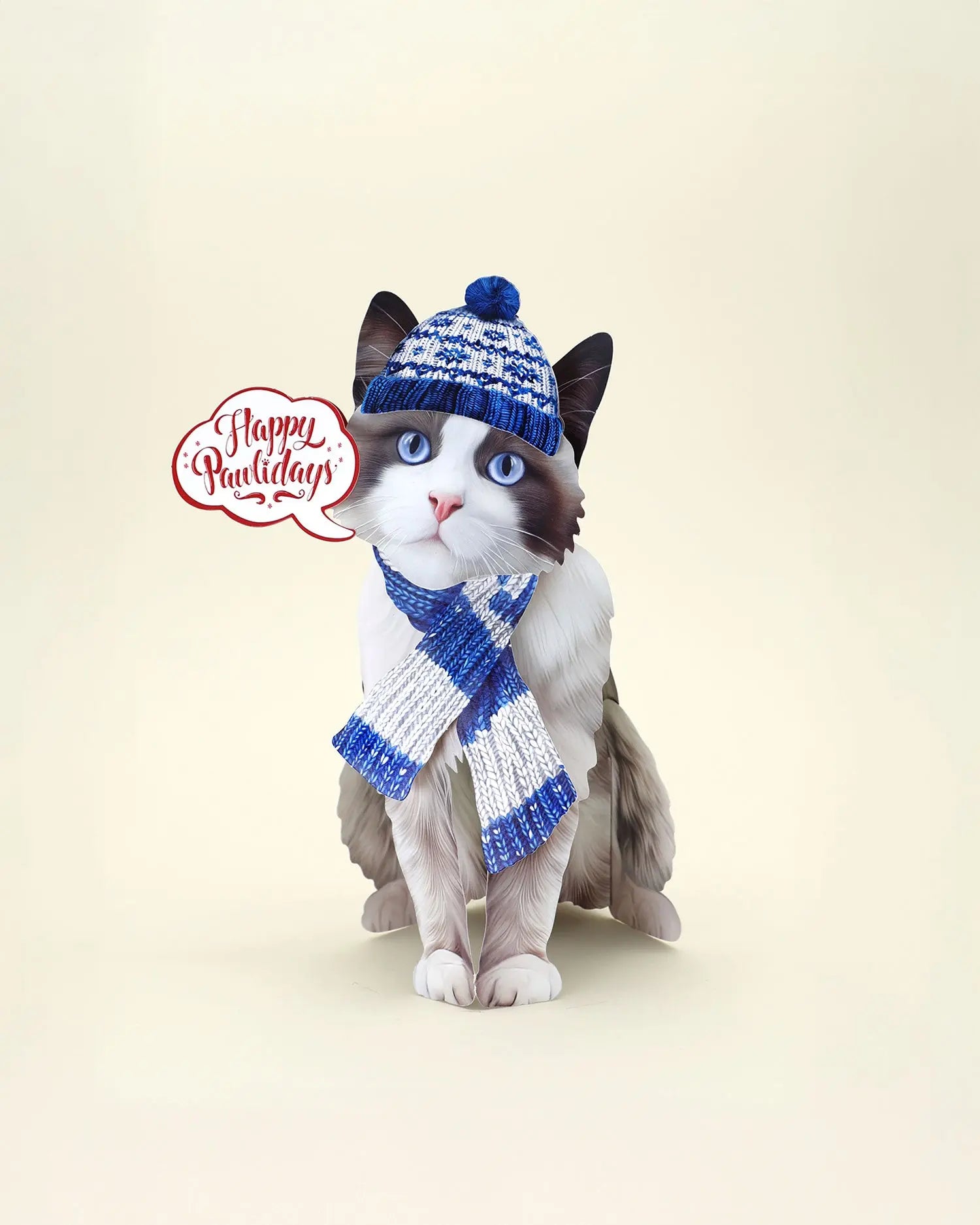 Holiday Ragdoll Cat Pop-Up Card FreshCut Paper