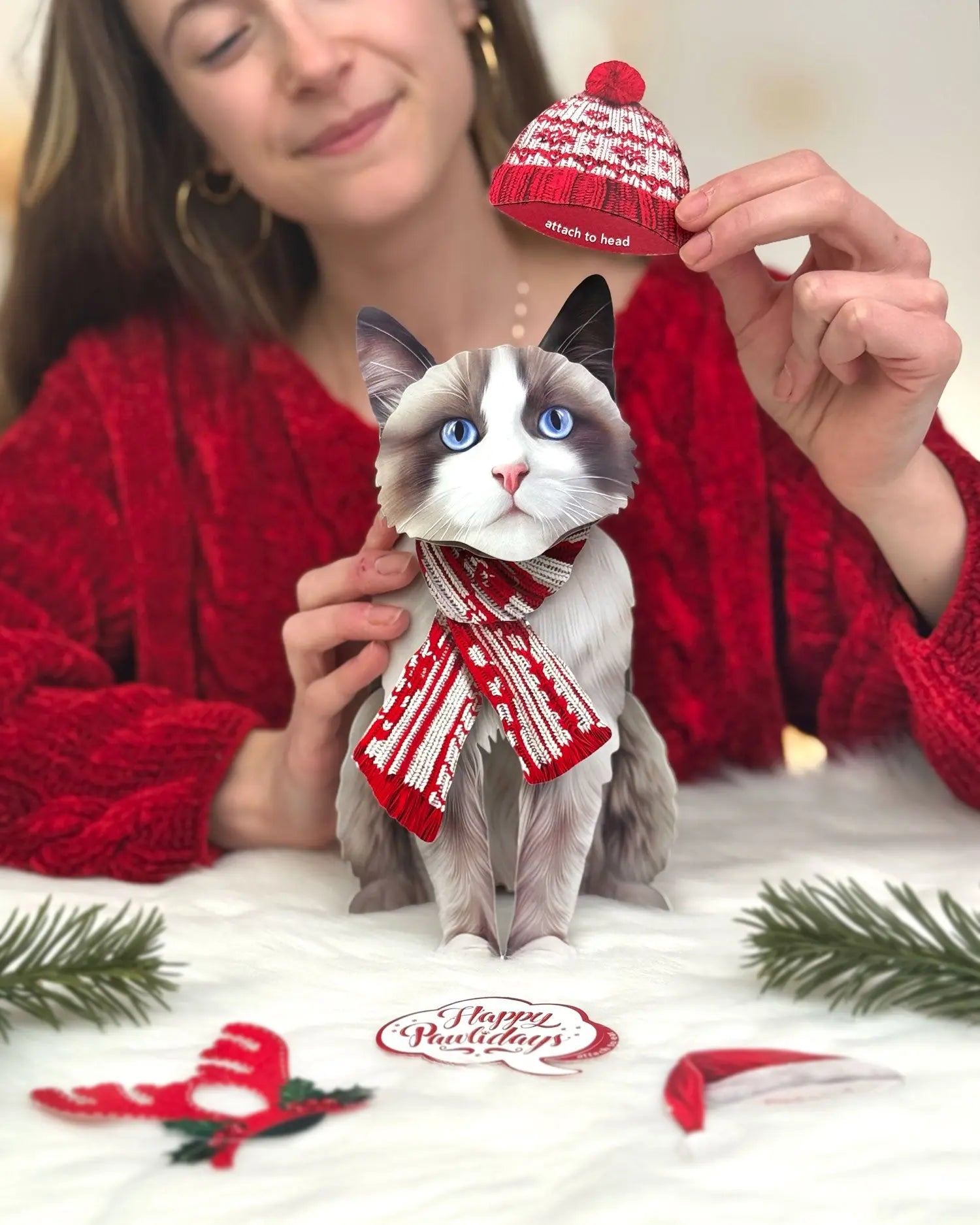 Holiday Ragdoll Cat Pop-Up Card FreshCut Paper