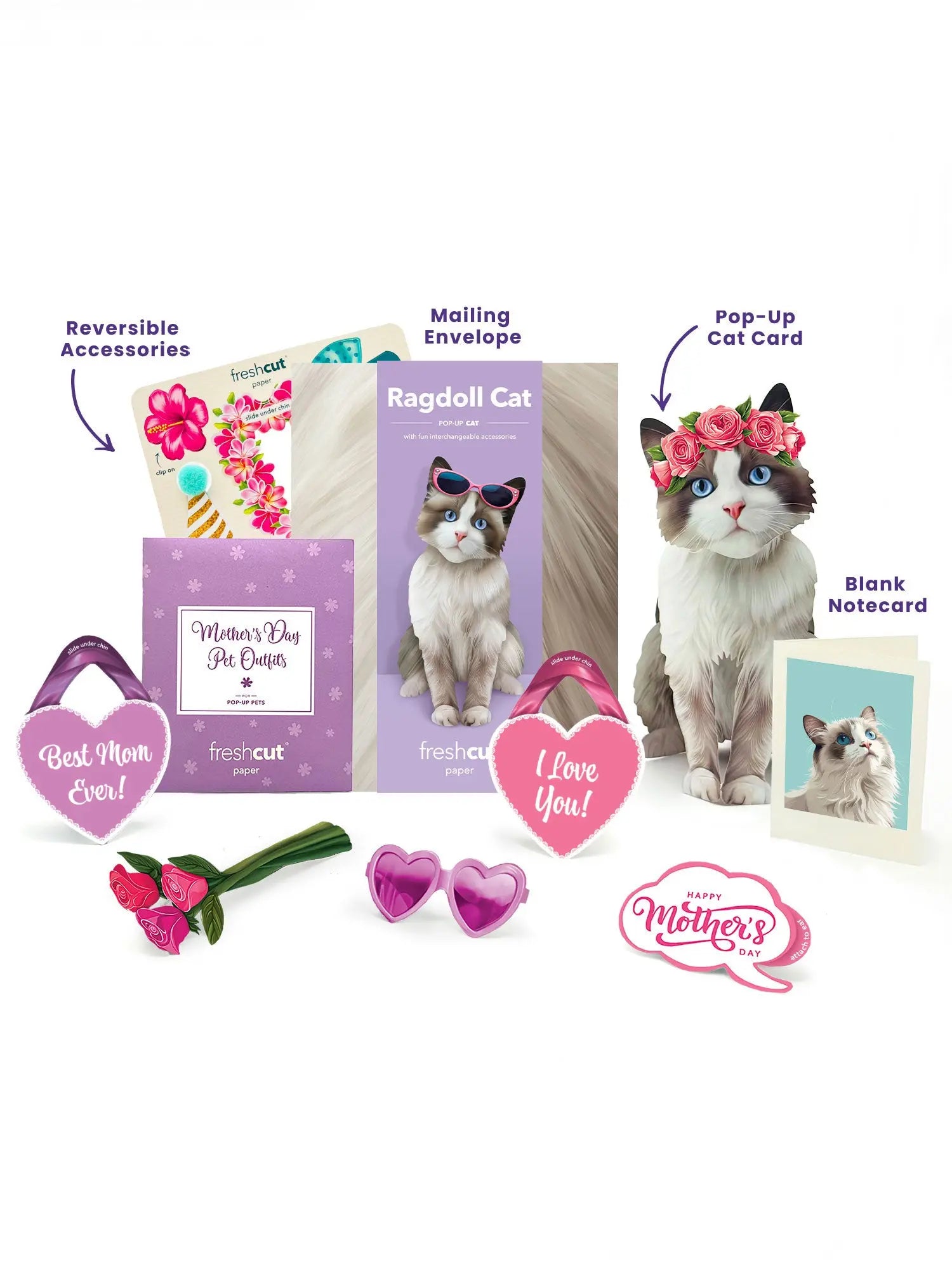 Mother's Day Ragdoll Cat Pop-Up Card - FreshCut Paper