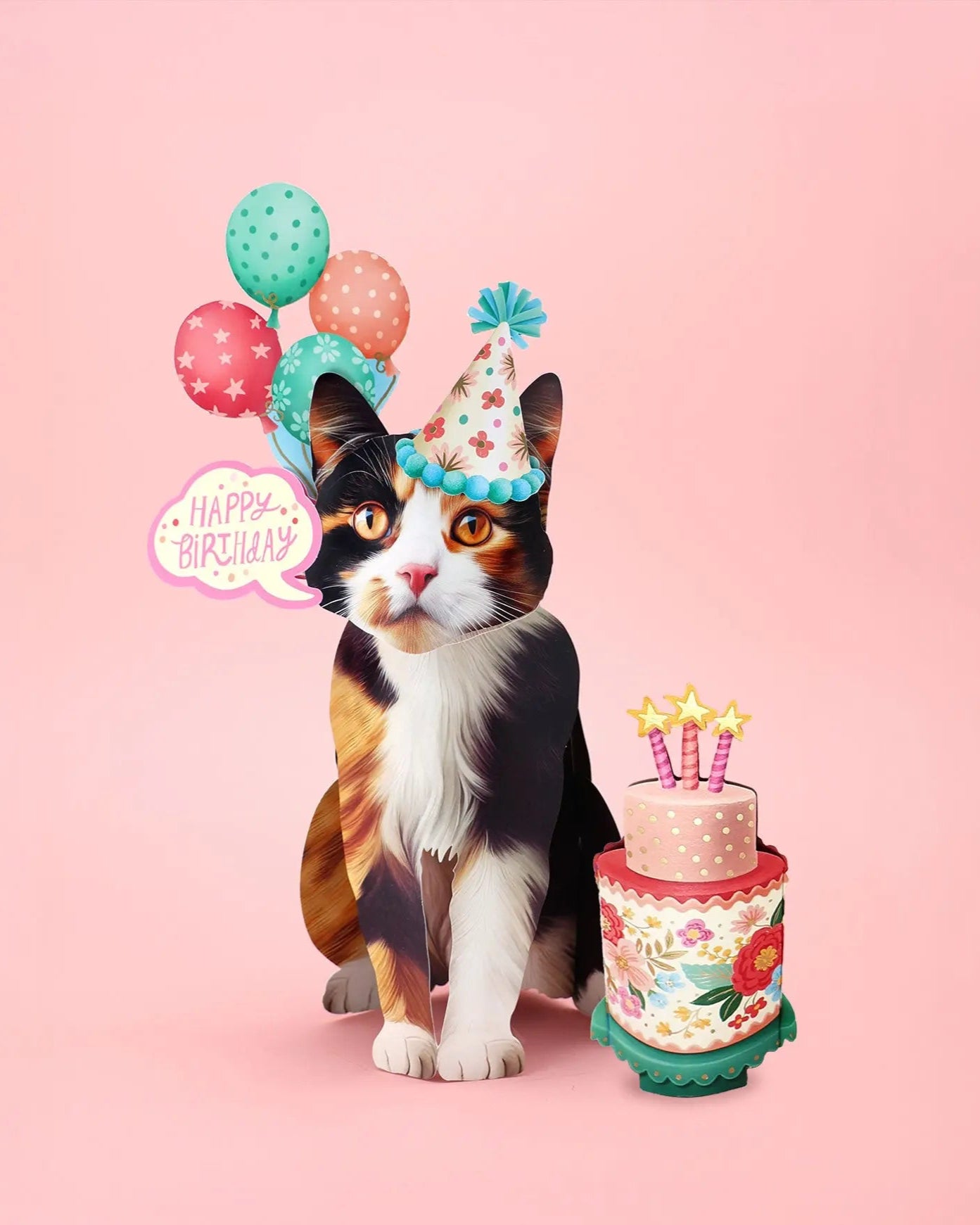 Birthday Calico Cat Pop-Up Card FreshCut Paper