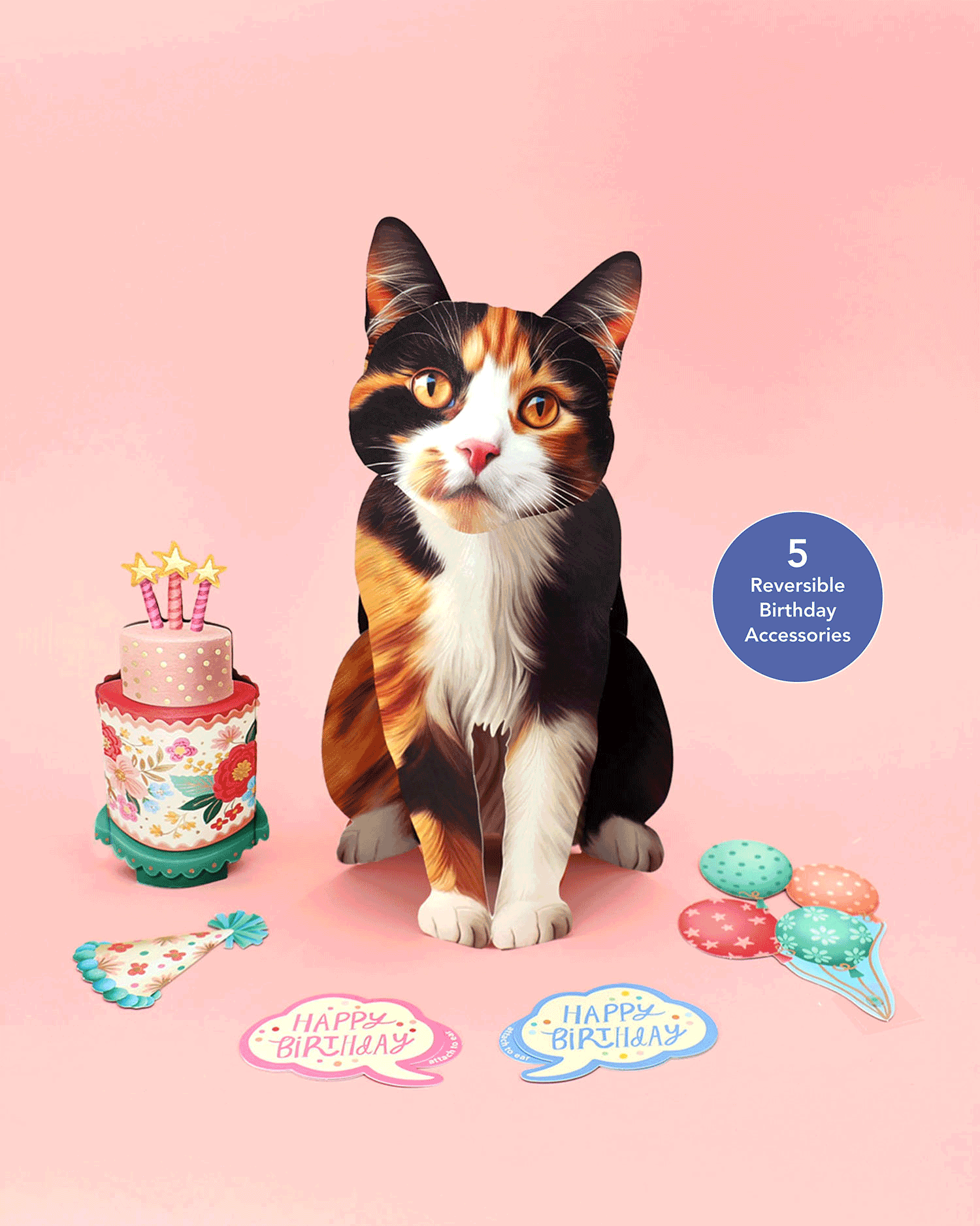 Birthday Calico Cat Pop-Up Card FreshCut Paper