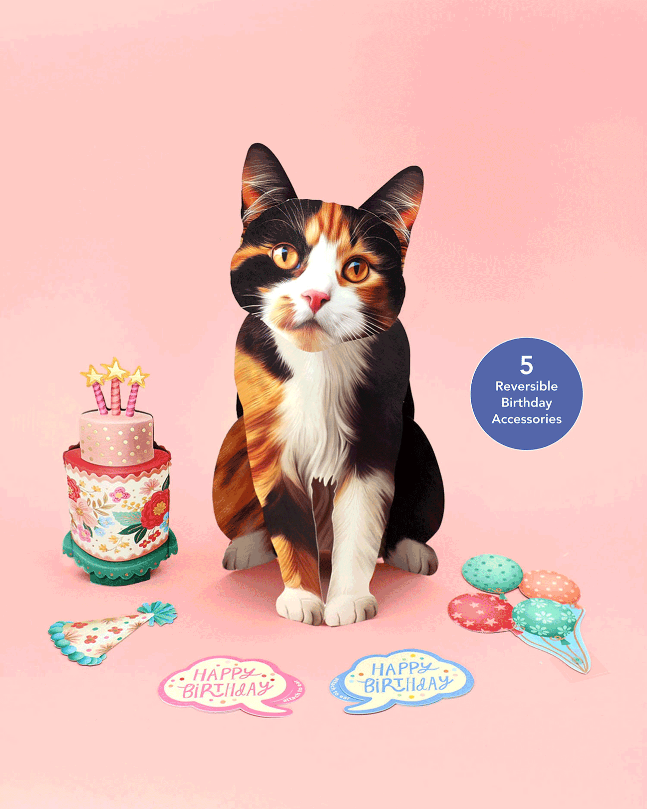 Pop-Up Birthday Calico Cat Card FreshCut Paper Greeting Cards