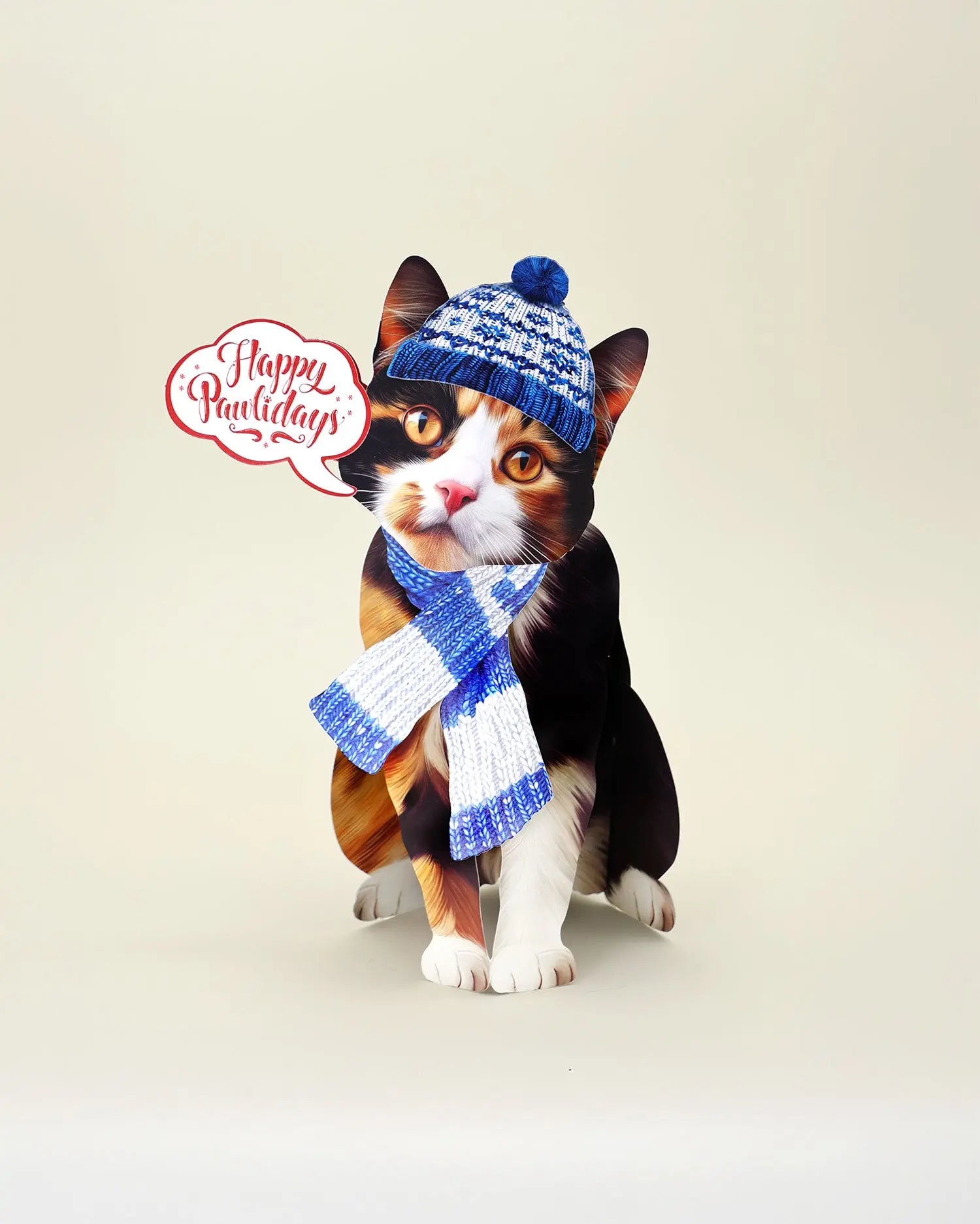 Holiday Calico Cat Pop-Up Card FreshCut Paper