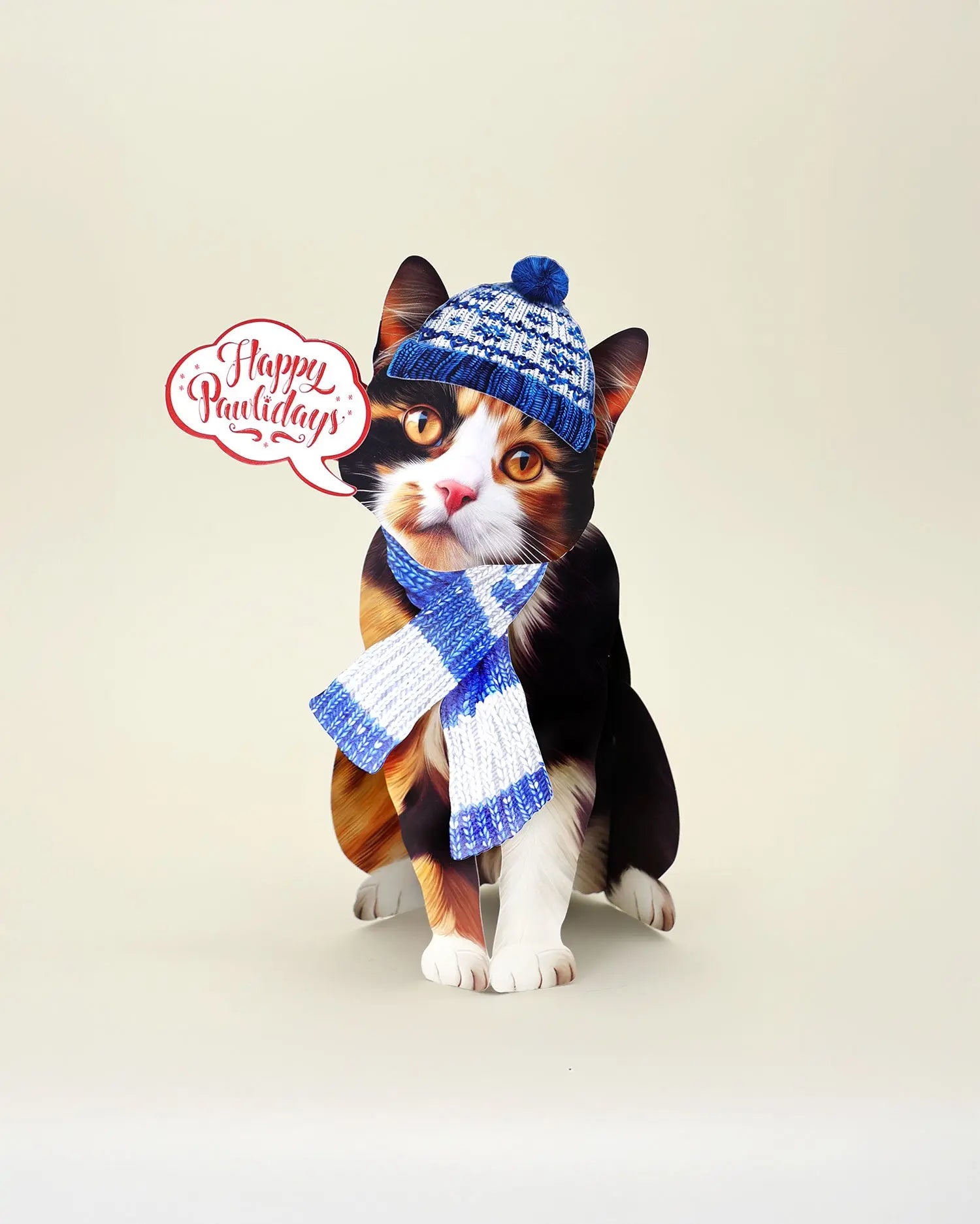 Holiday Calico Cat Pop-Up Card FreshCut Paper