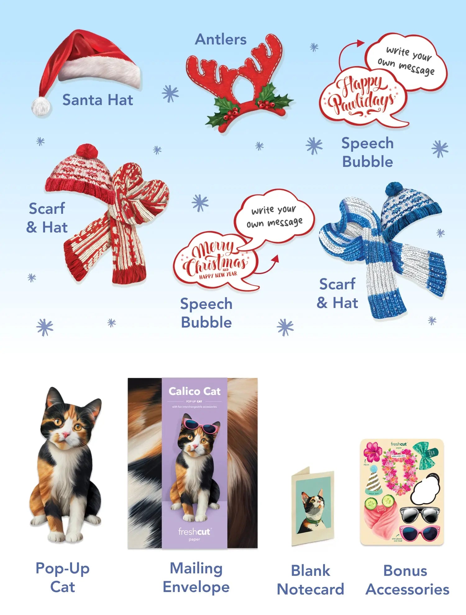Holiday Calico Cat Pop-Up Card FreshCut Paper