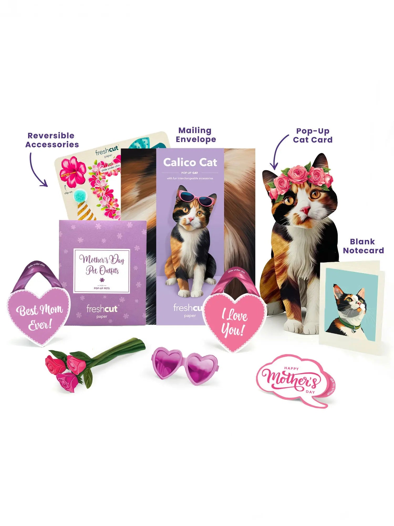 Mother's Day Calico Cat Pop-Up Card - FreshCut Paper