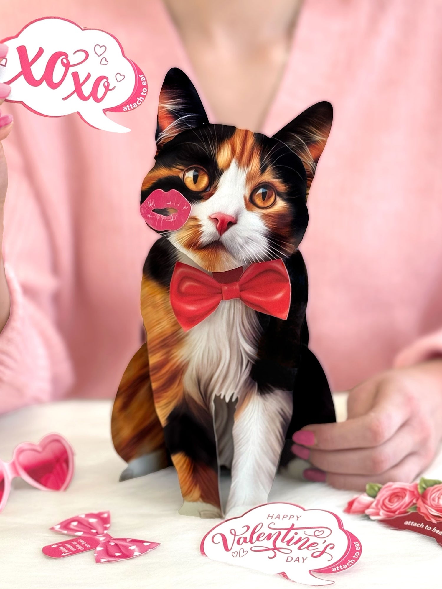 Valentine's Day Calico Cat Pop-Up Card