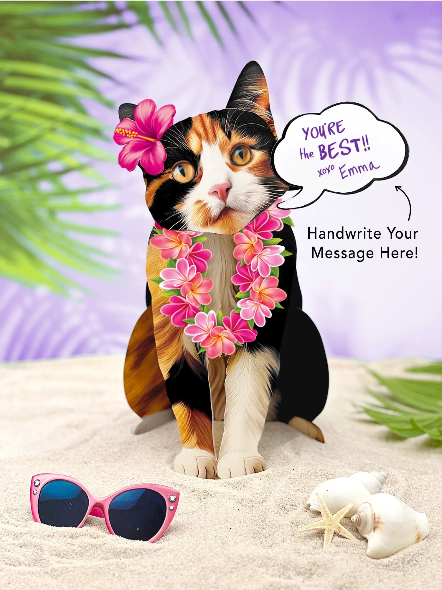 Calico Pop-Up Cat with vacation accessories