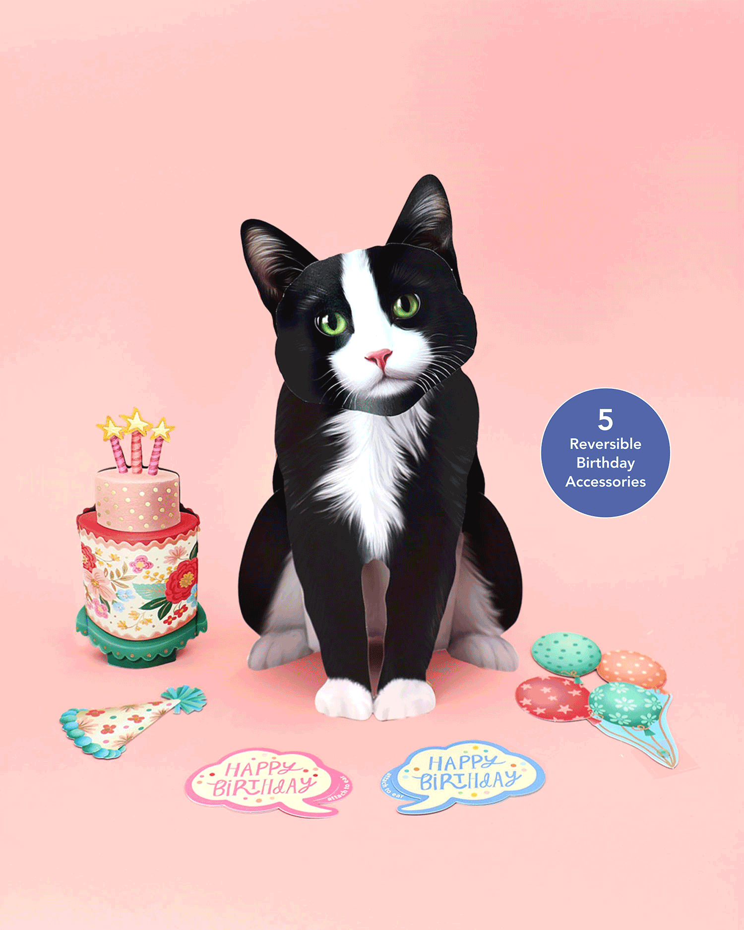 Birthday Tuxedo Cat Pop-Up Card FreshCut Paper