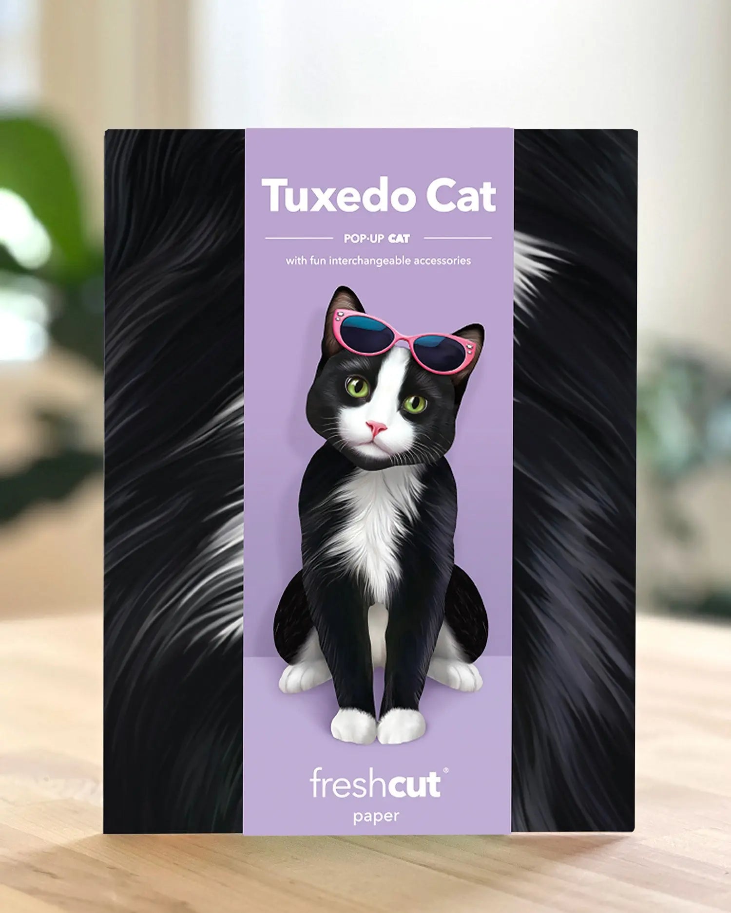 Freshcut paper Tuxedo cat pop-up card packaging