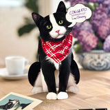 Freshcut paper Tuxedo cat pop-up card on desk