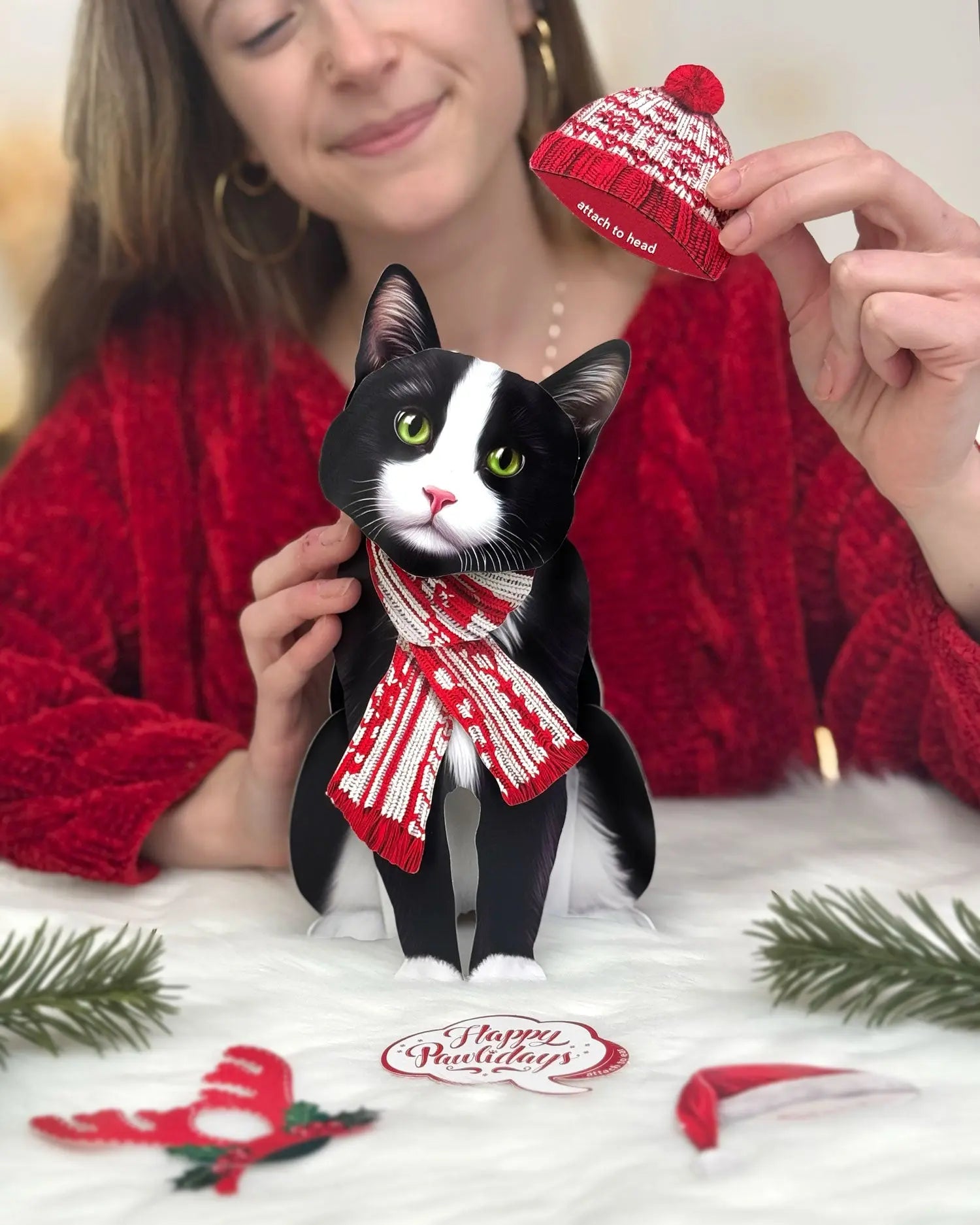 Holiday Tuxedo Cat Pop-Up Card FreshCut Paper