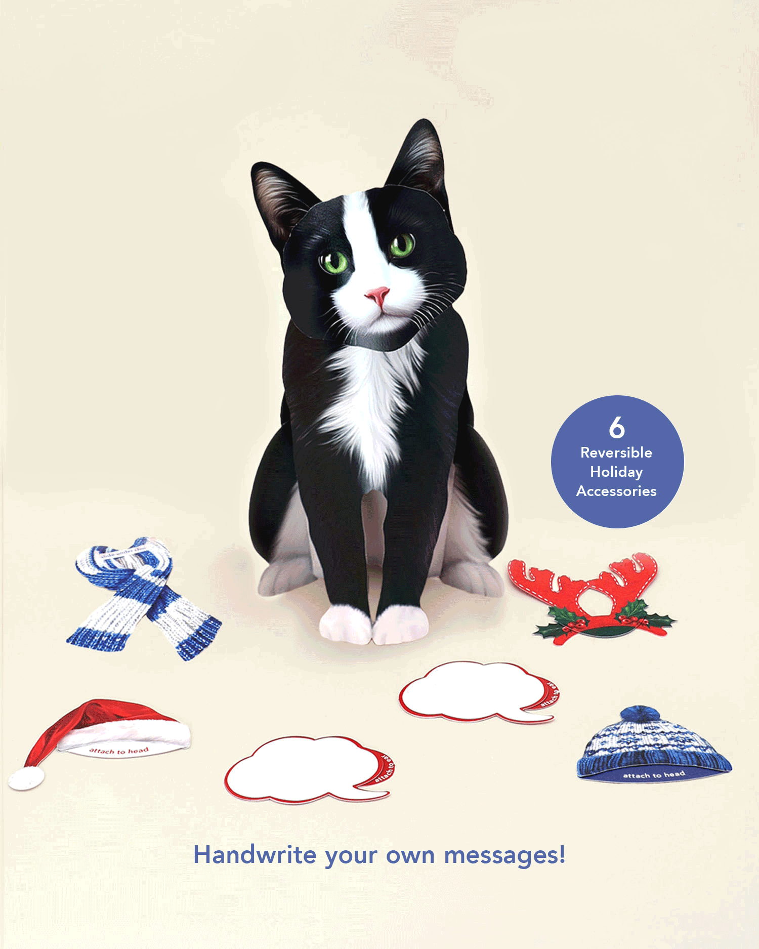 Holiday Tuxedo Cat Pop-Up Card FreshCut Paper