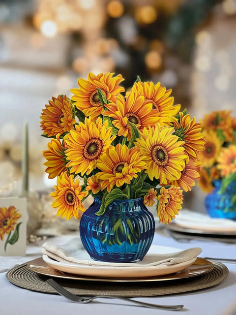 Sunflower Bouquet with blue vase