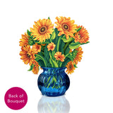 Back of sunflower bouquet
