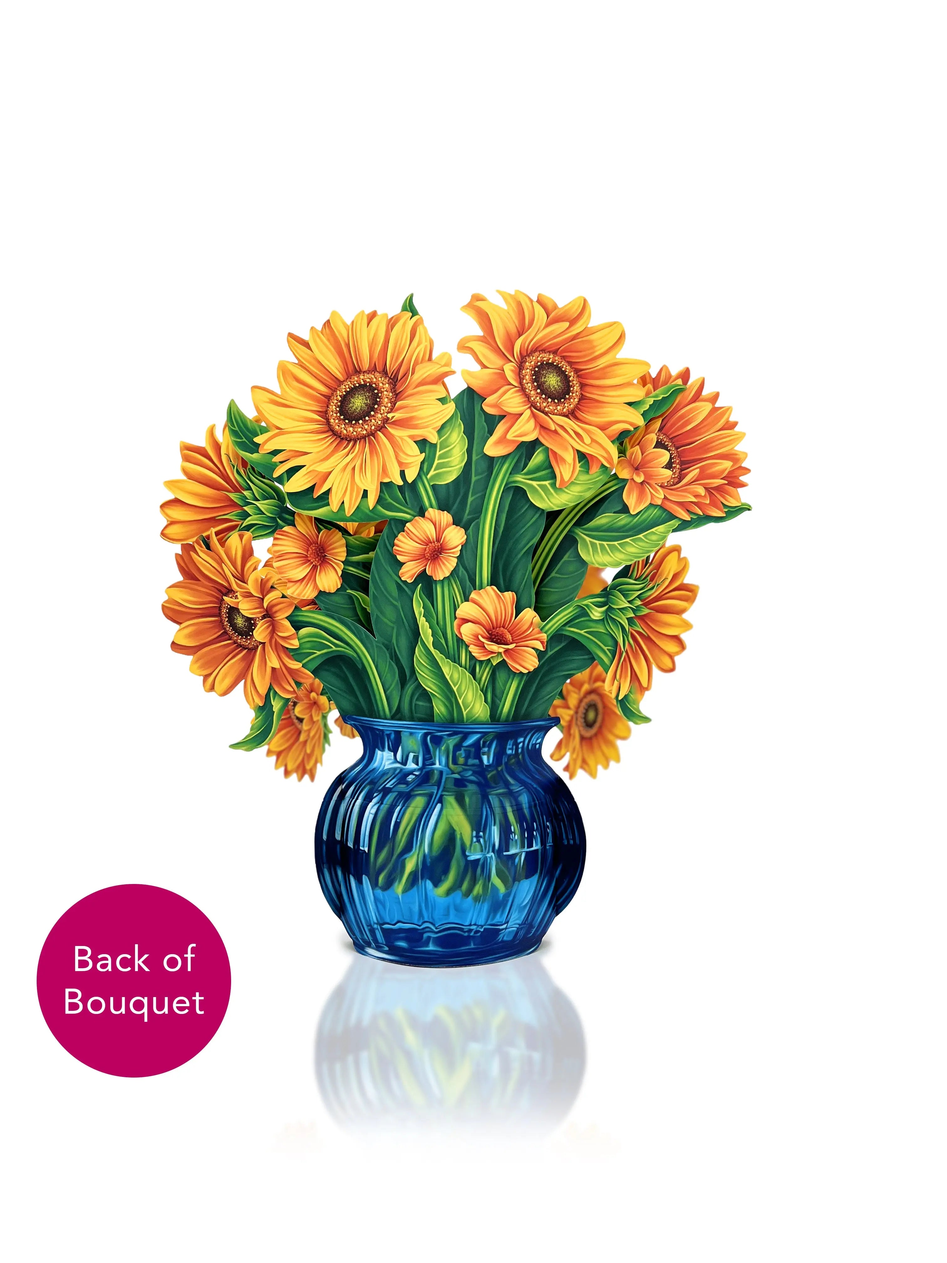 Back of sunflower bouquet