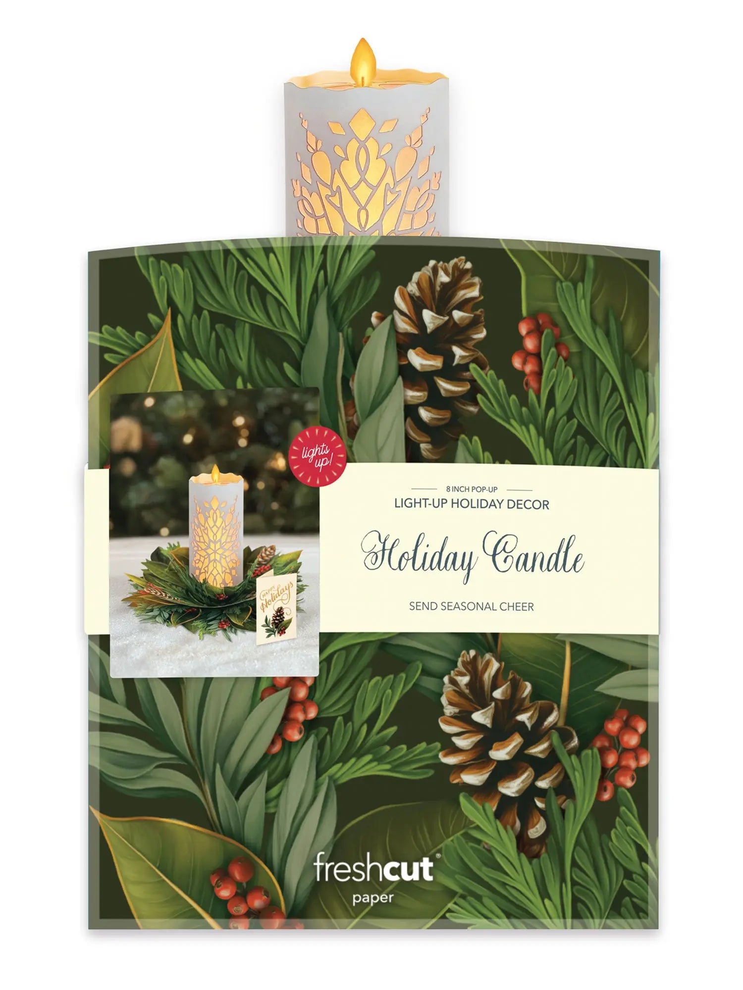 Glowing Holiday Candle Freshcut Paper