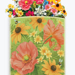 Vibrant florals with yellow, pink, and orange flowers in branded envelope packaging.