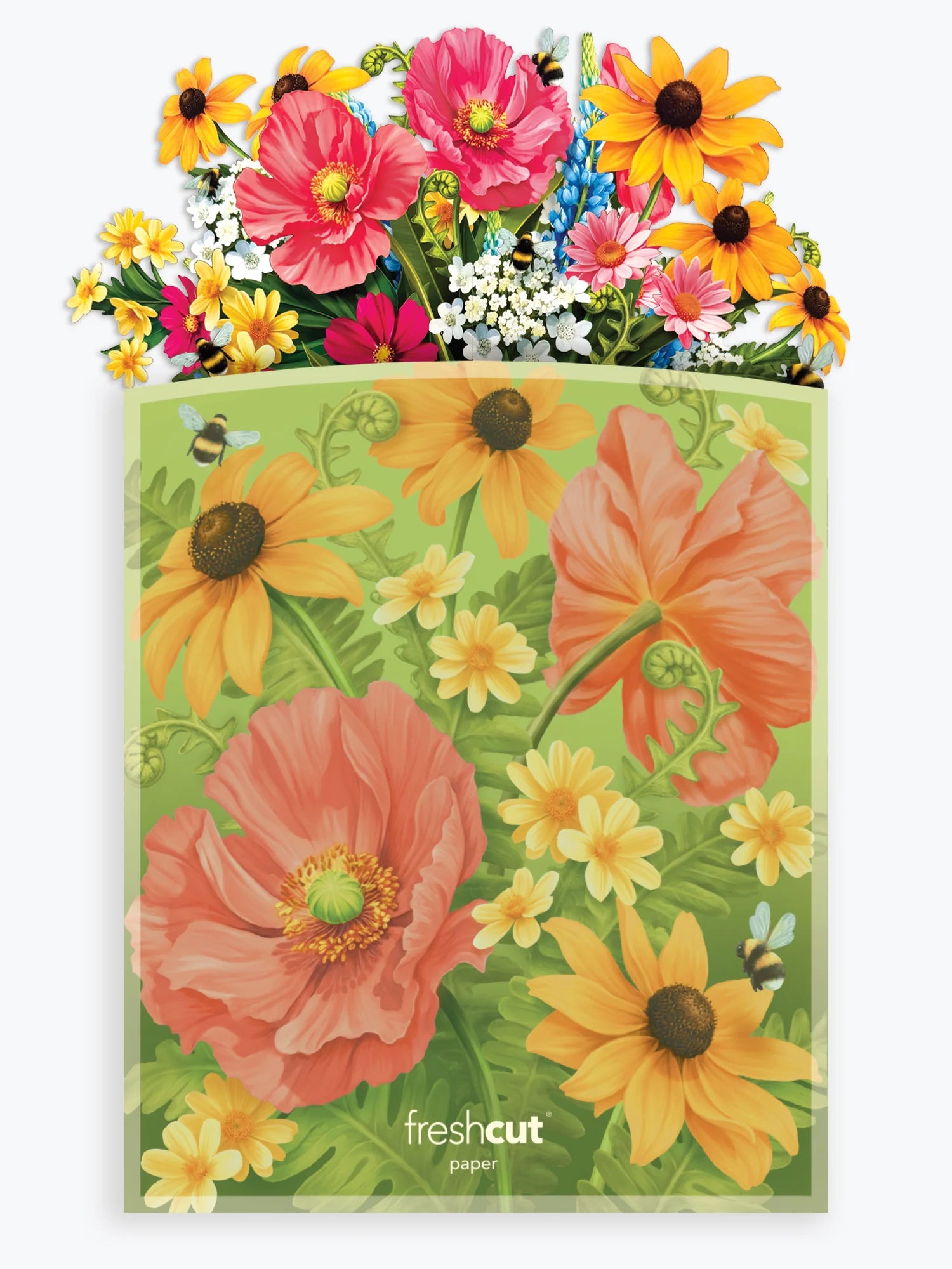 Vibrant florals with yellow, pink, and orange flowers in branded envelope packaging.