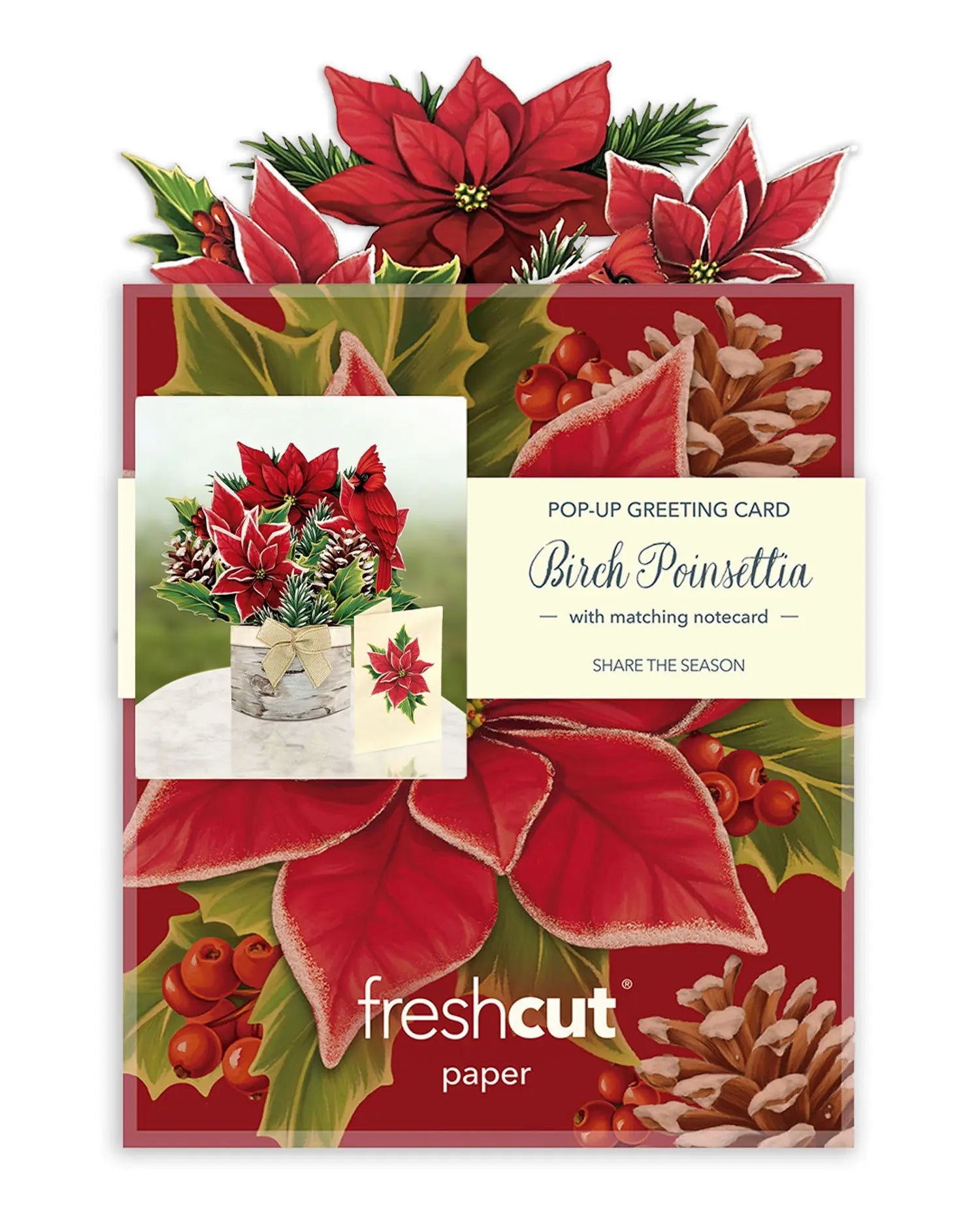 Mini Birch Poinsettia Pop-Up Card - FreshCut Paper
