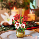 Mini Scarlet Amaryllis at a place setting