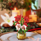 Mini Scarlet Amaryllis at a place setting