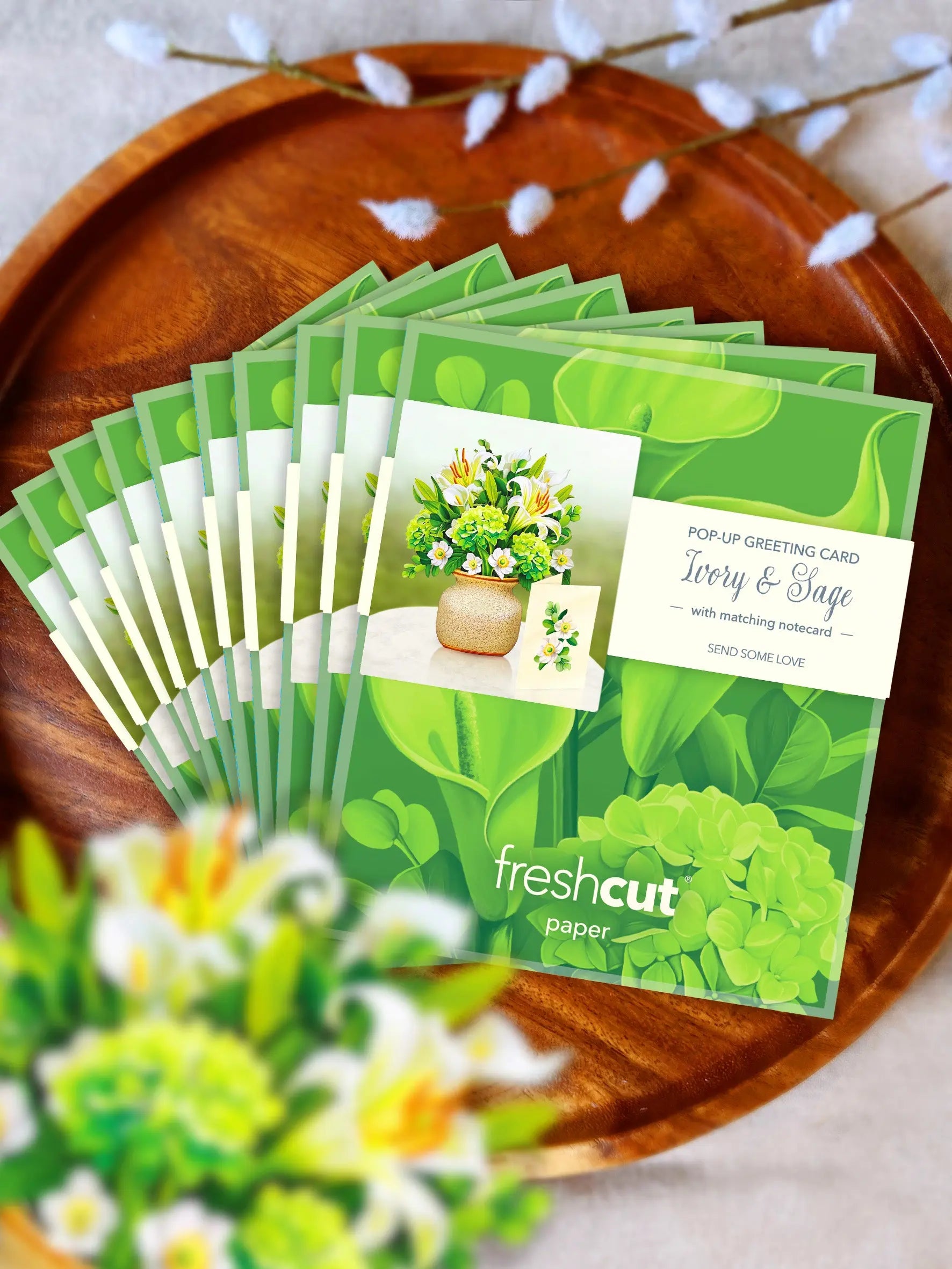 Mini Ivory & Sage Pop-Up Card FreshCut Paper