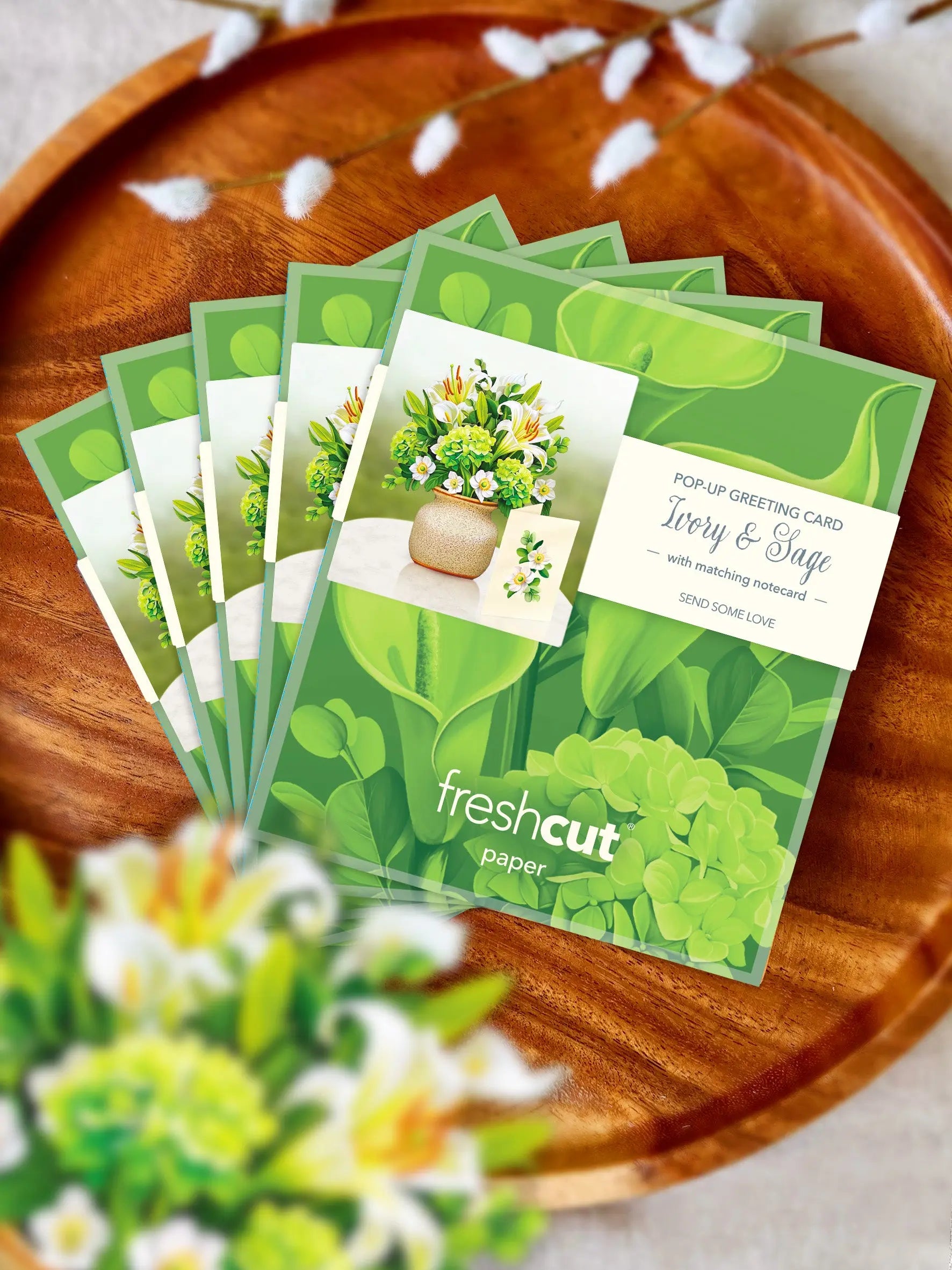 Mini Ivory & Sage Pop-Up Card FreshCut Paper