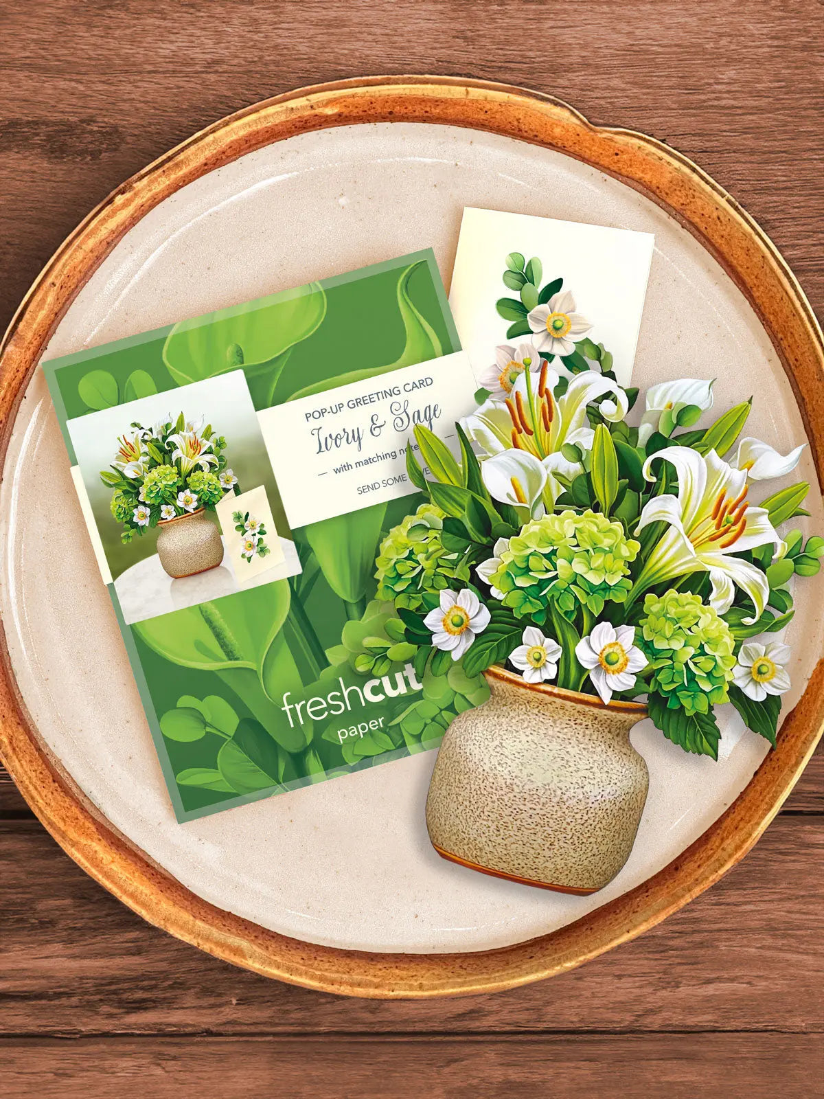 Mini Ivory & Sage Pop-Up Card FreshCut Paper