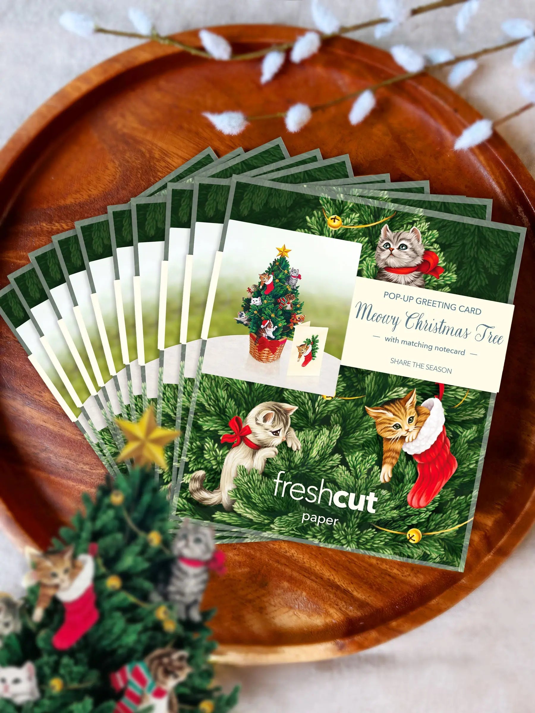 Mini Meowy Christmas Tree Pop-Up Card - FreshCut Paper