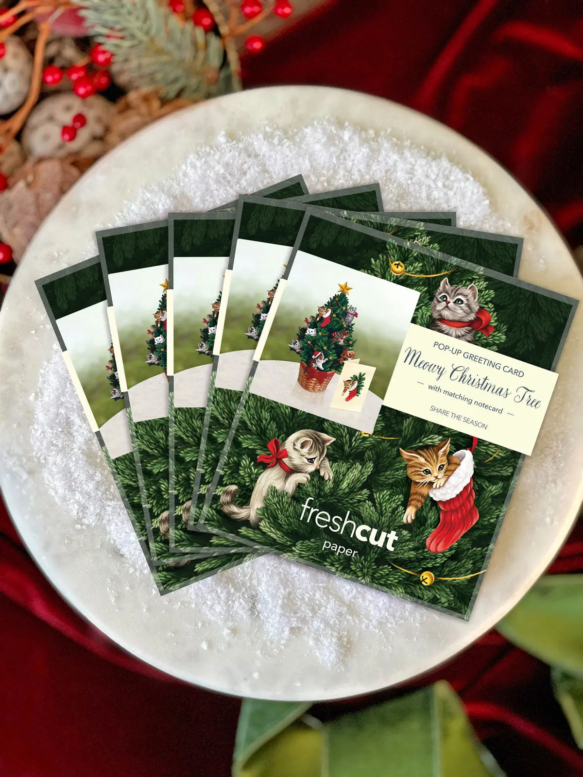 Mini Meowy Christmas Tree Pop-Up Card - FreshCut Paper