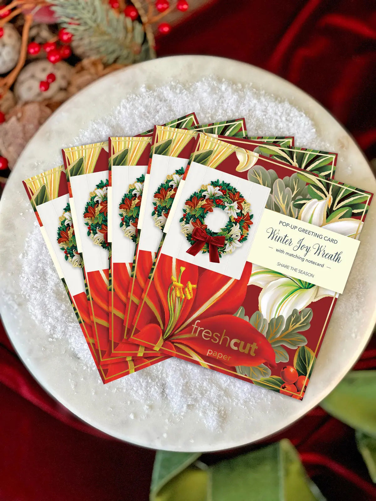 Mini Winter Joy Wreath Pop-Up Card - FreshCut Paper
