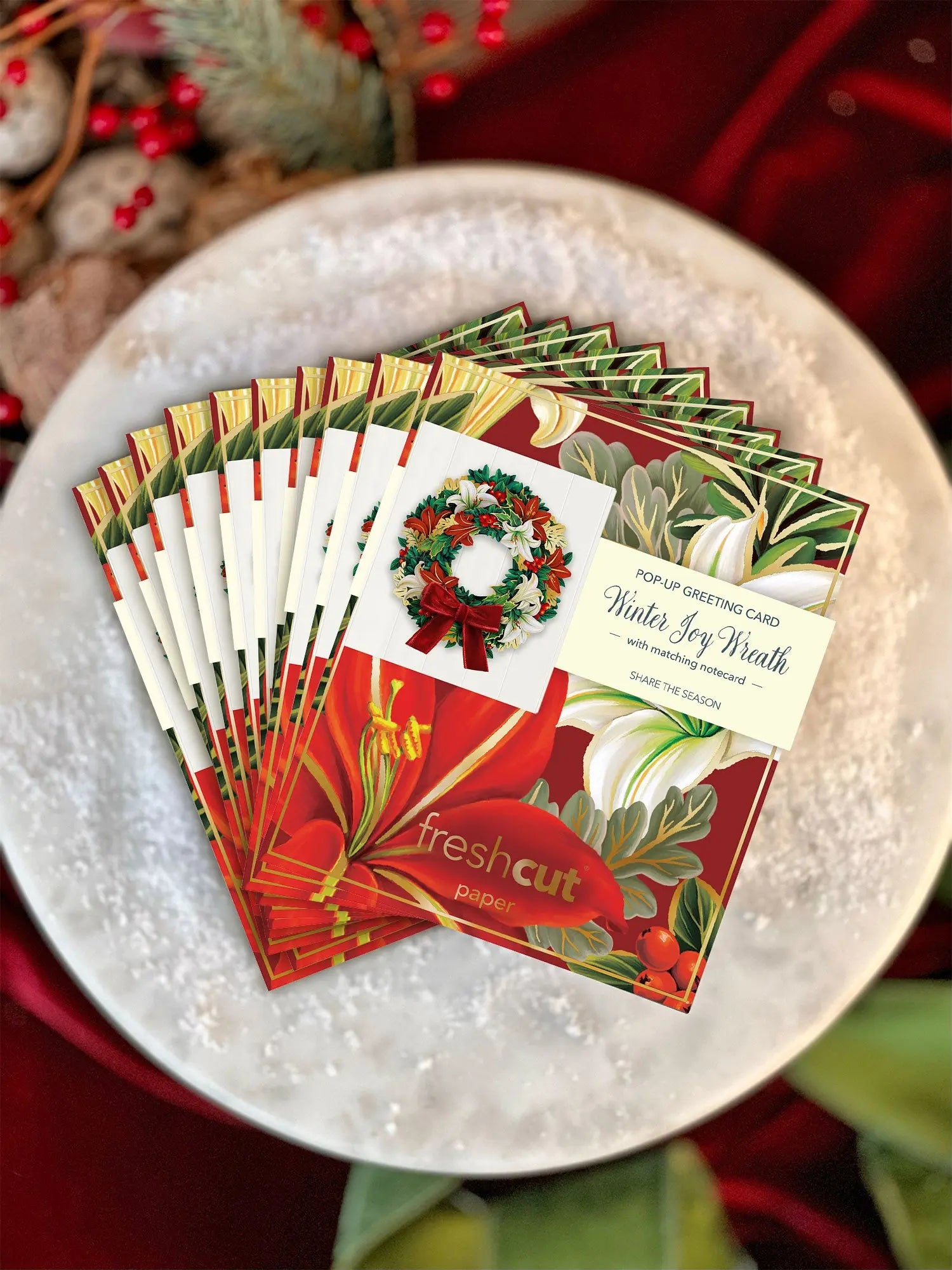 Mini Winter Joy Wreath Pop-Up Card - FreshCut Paper