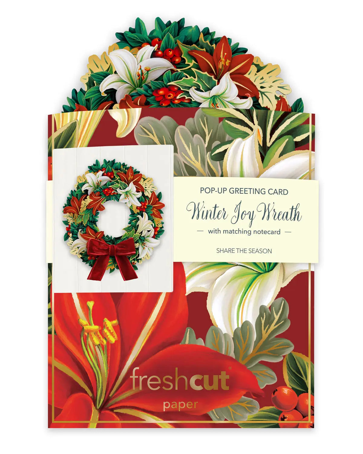Mini Winter Joy Wreath Pop-Up Card - FreshCut Paper